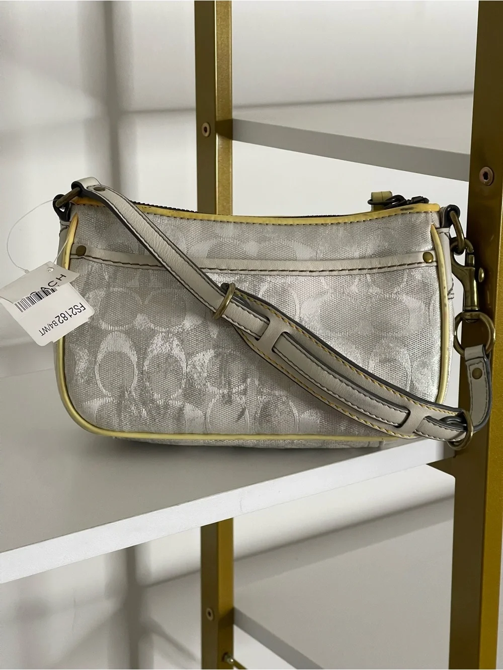 Coach Metallic Silver Signature Demi Bag
